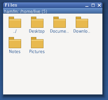 The Hamnix file manager showing a directory listing