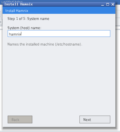 The Hamnix graphical installer